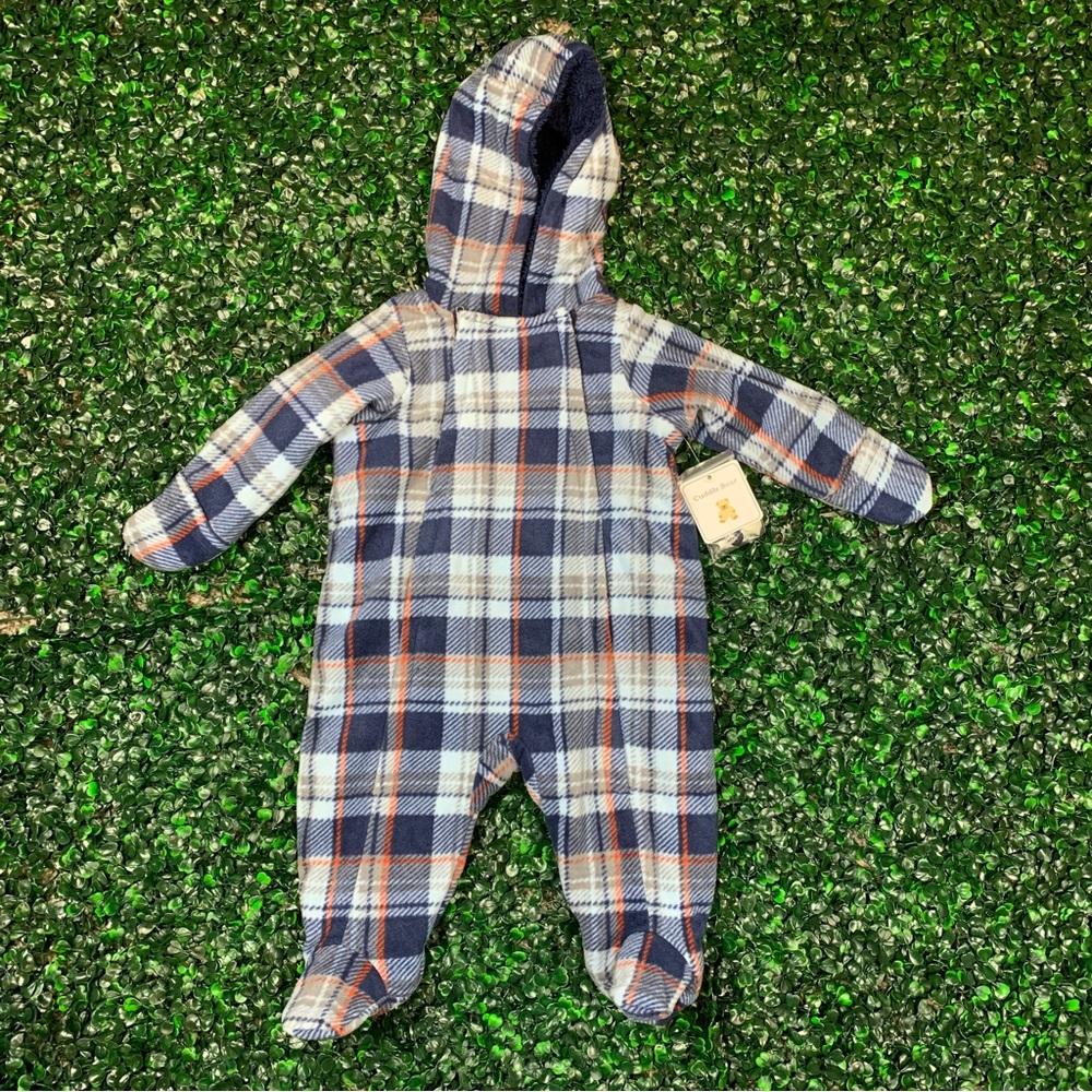 Cuddle Bear Infant Size 3 Months hooded Zippered Jumpsuit NWT $39